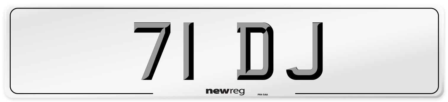 71 DJ Number Plate from New Reg